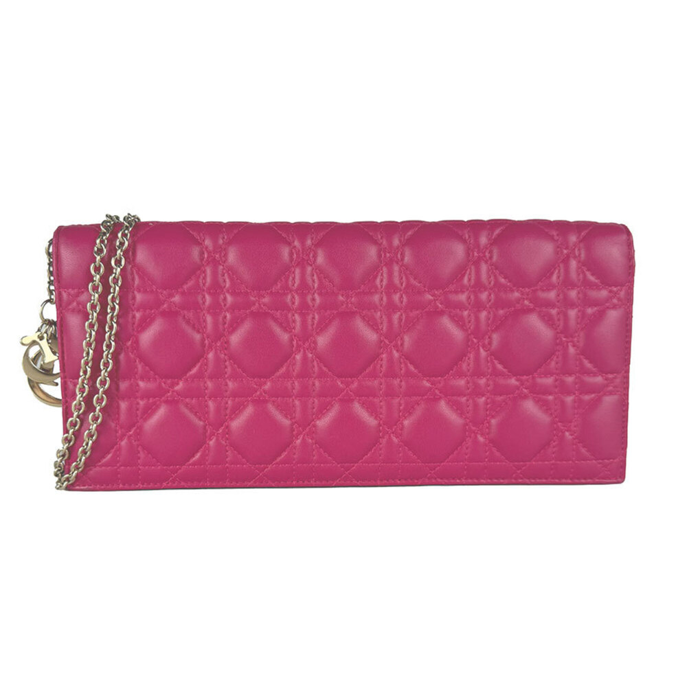 Christian Dior shoulder bag, lambskin, magenta gold, women's, z10980